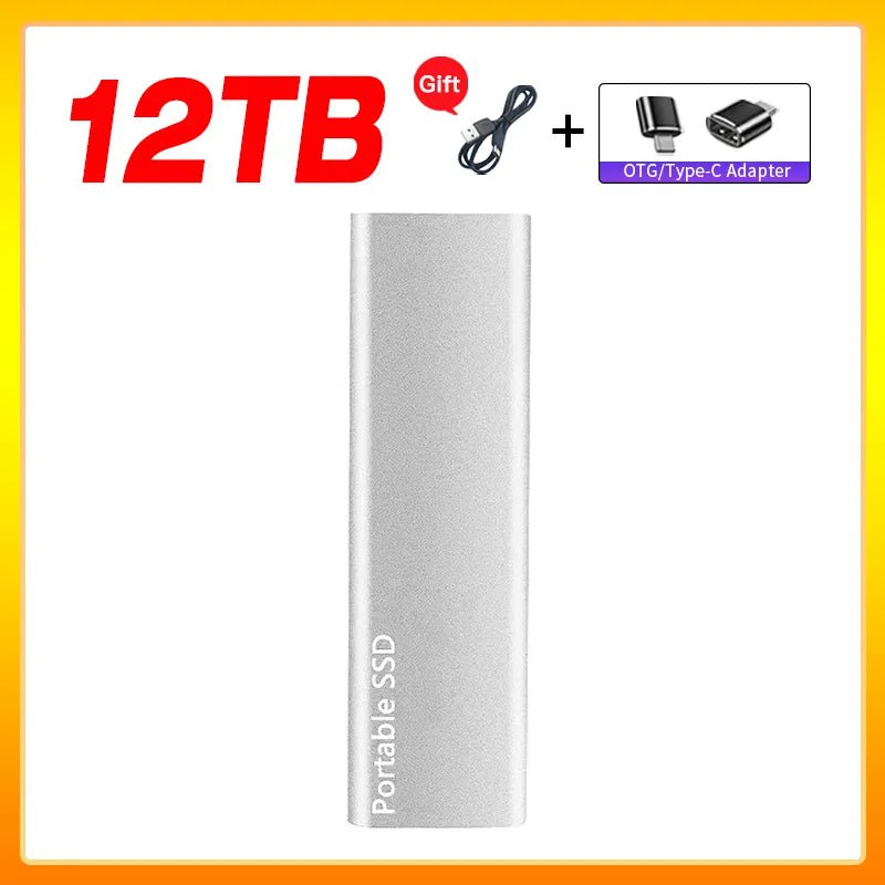 Storazone Silver 12TB Original Portable External Hard Drive1TB 2TB Mobile Solid State Drive USB 3.1  External  hard disk ssd for Notebook Laptop Mac