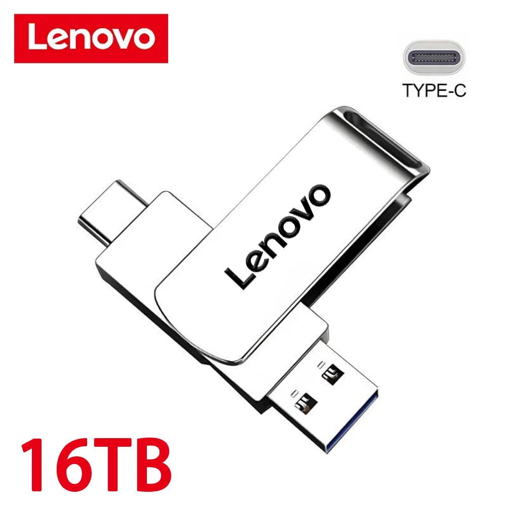 Storazone silver  16TB Lenovo 16TB USB 3.0 Flash Drives High Speed Transfer Metal Pendrive Memory Card Pendrive Flash Disk Memoria Waterproof  2024 New