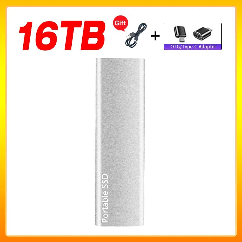 Storazone Silver 16TB Original Portable External Hard Drive1TB 2TB Mobile Solid State Drive USB 3.1  External  hard disk ssd for Notebook Laptop Mac