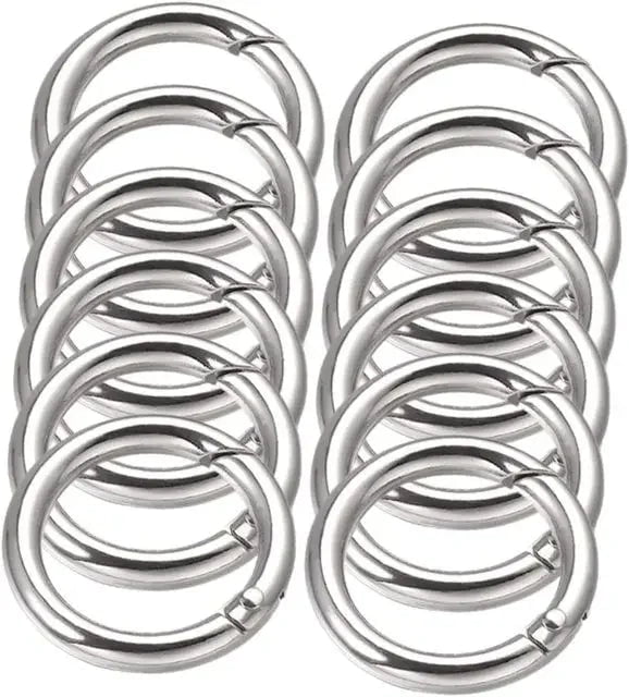 Storazone silver / 20mm 10Pcs/lot O Round Bag Buckle Metal Clasps Buckles Spring Circular Carabiner Snap Hook Spring Keyring DIY Jewelry Bag Accessories