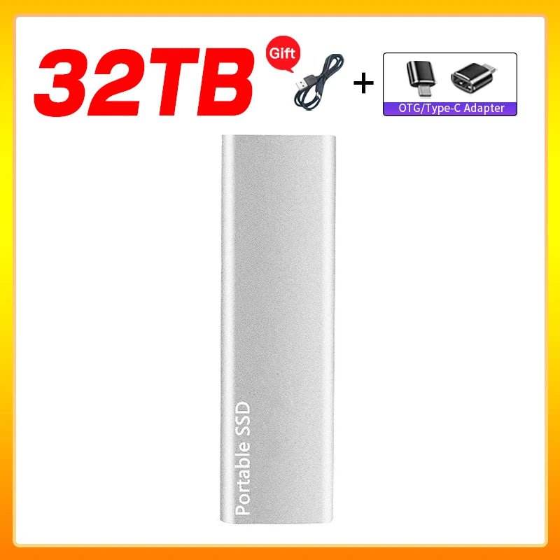 Storazone Silver 32TB Original Portable External Hard Drive1TB 2TB Mobile Solid State Drive USB 3.1  External  hard disk ssd for Notebook Laptop Mac