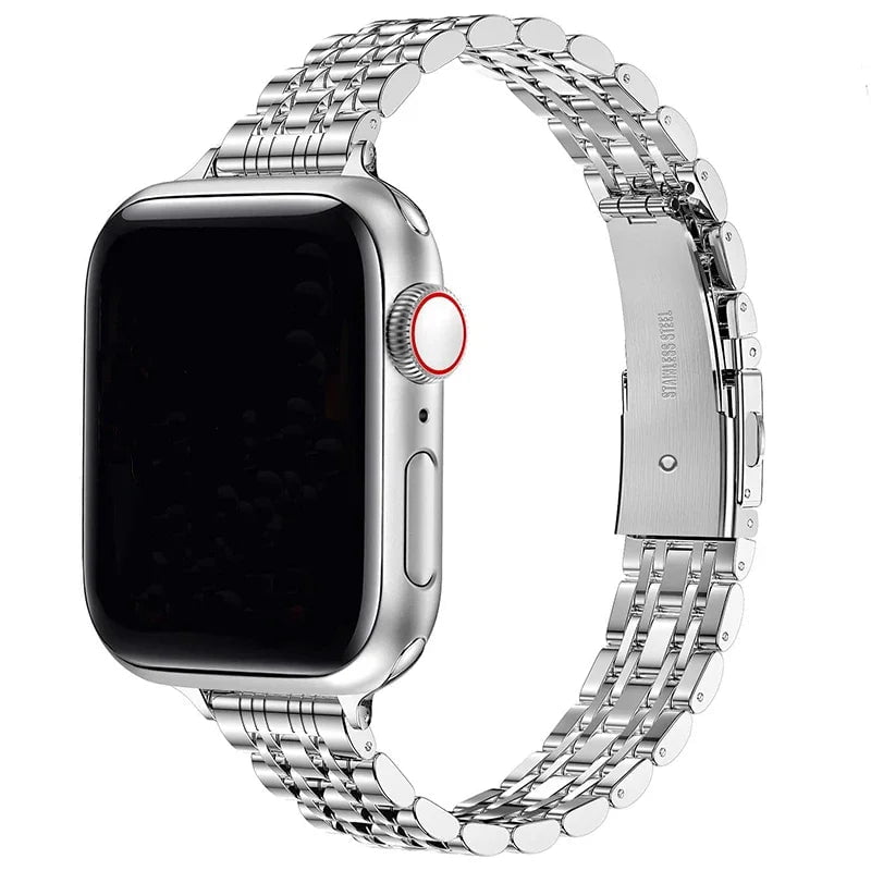 Storazone Silver / 38 40 41mm / CHINA Stainless Steel Strap For Apple Watch Ultra 2 Band 49mm 42mm 44mm Metal Bracelet iWatch Series 9 8 7 6 SE 5 4 3 Women 45mm 41mm