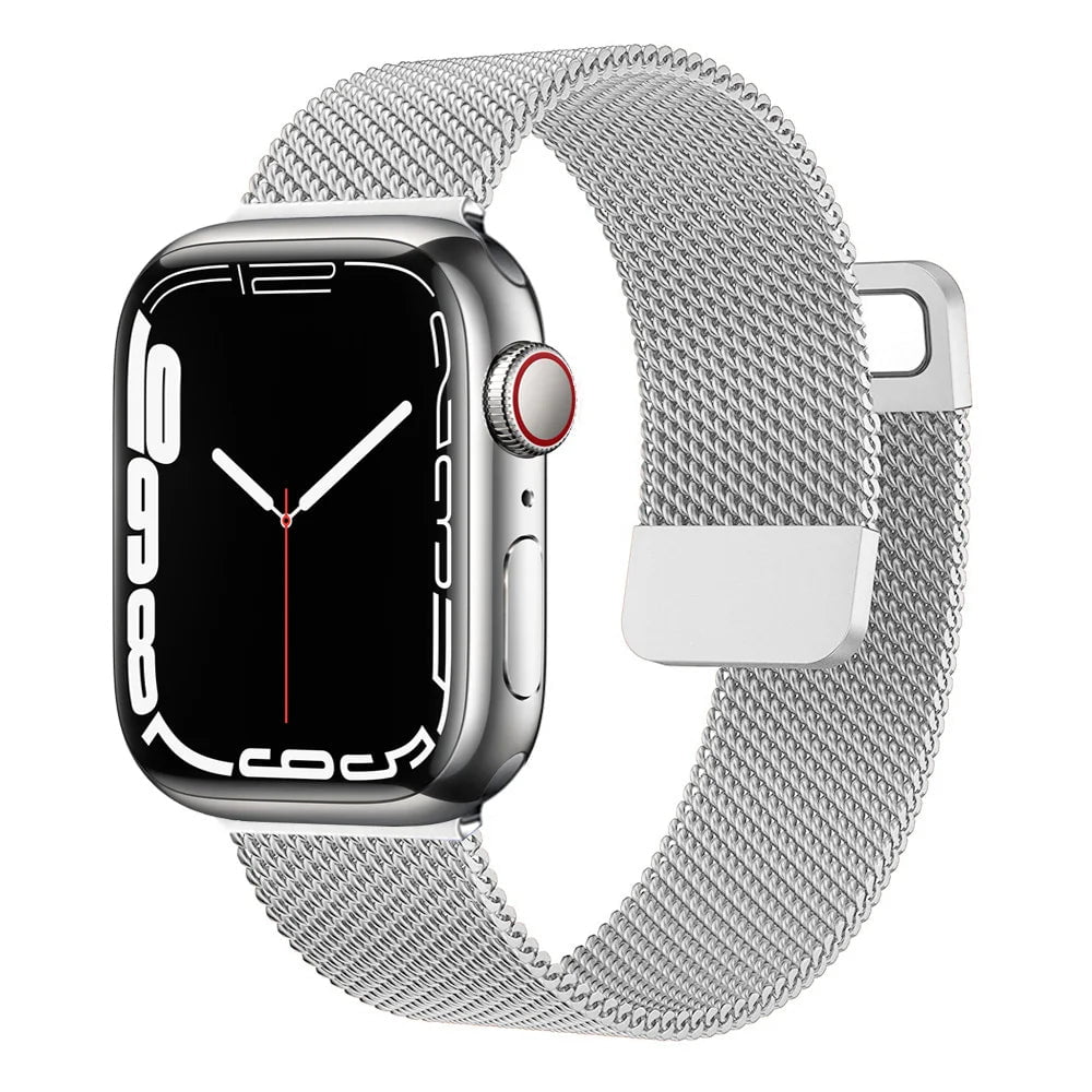 Storazone silver / 38mm or 40mm 41mm Milanese Loop For Apple Watch Band 44mm 40mm 45mm 41mm 38mm 42mm 49mm 45 mm belt bracelet iWatch series 7 se 3 5 6 Ultra 8 Strap