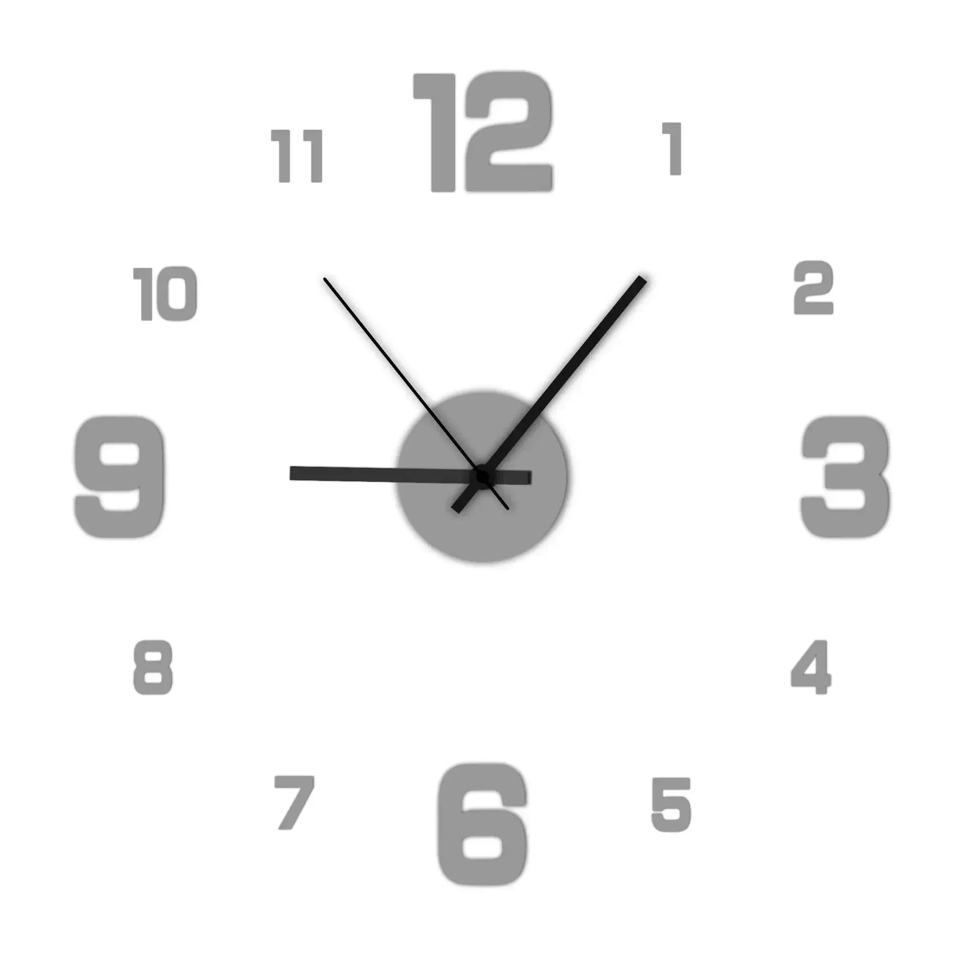 Storazone Silver(40cm) Digital Clock Wall Clock Living Room Large Garden Acrylic Mirror Sticker Decoration Decoration for Bedroom Decororation Clocks