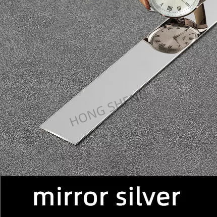 Storazone silver 500cm / width 1cm 5Meter 8K Mirror Wall Sticker Titanium Gold Stainless Steel Flat Decorative Line Living Room Background Wall Ceiling Edge Strip