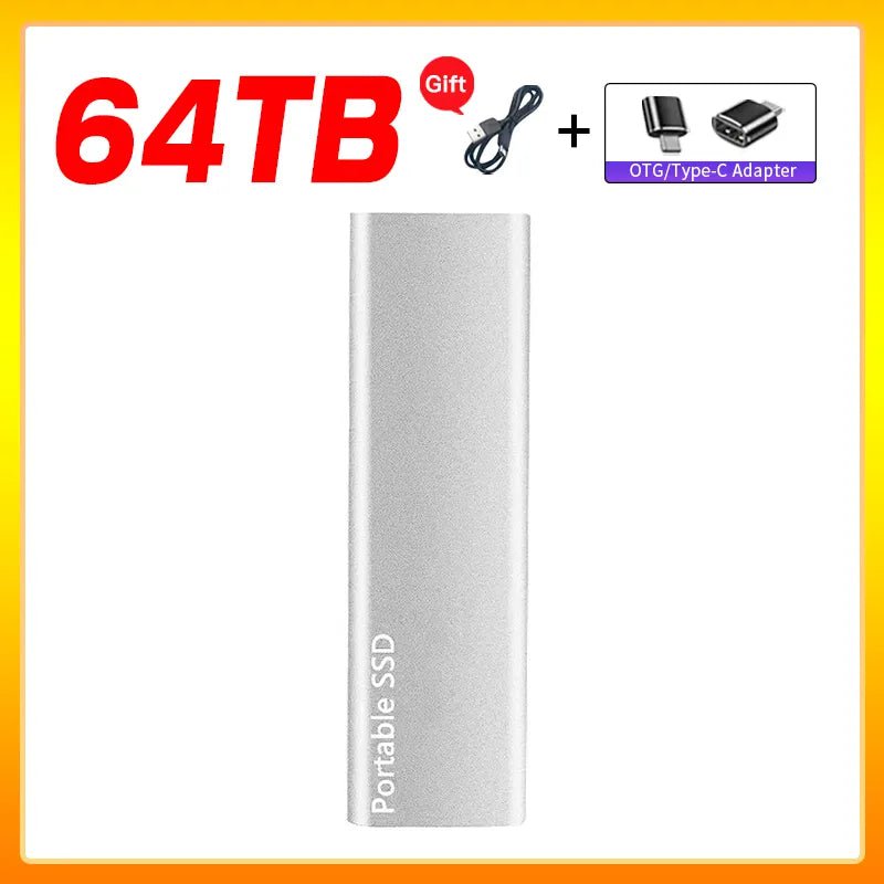 Storazone Silver 64TB Original Portable External Hard Drive1TB 2TB Mobile Solid State Drive USB 3.1  External  hard disk ssd for Notebook Laptop Mac