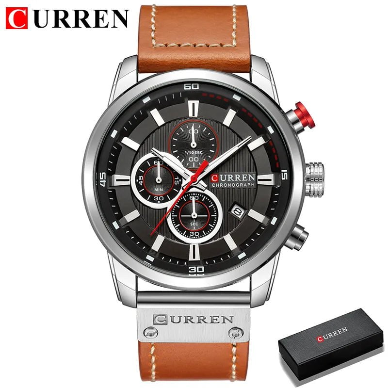 Storazone silver black box CURREN Fashion Date Quartz Men Watches Top Brand Luxury Male Clock Chronograph Sport Mens Wrist Watch Hodinky Relogio Masculino