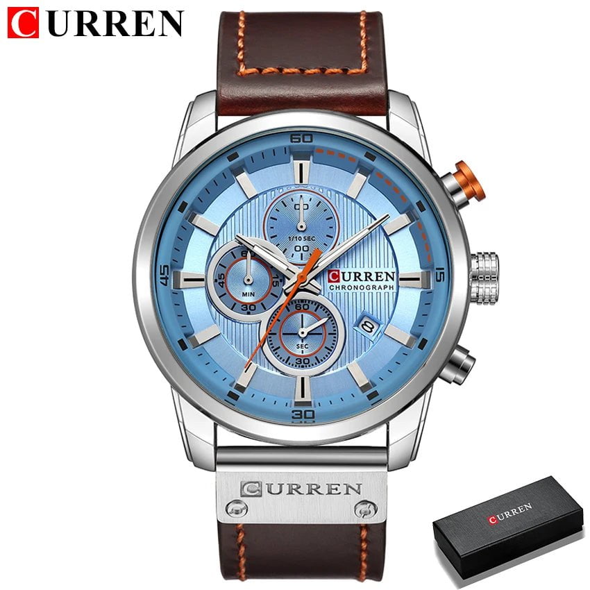 Storazone silver blue box CURREN Fashion Date Quartz Men Watches Top Brand Luxury Male Clock Chronograph Sport Mens Wrist Watch Hodinky Relogio Masculino