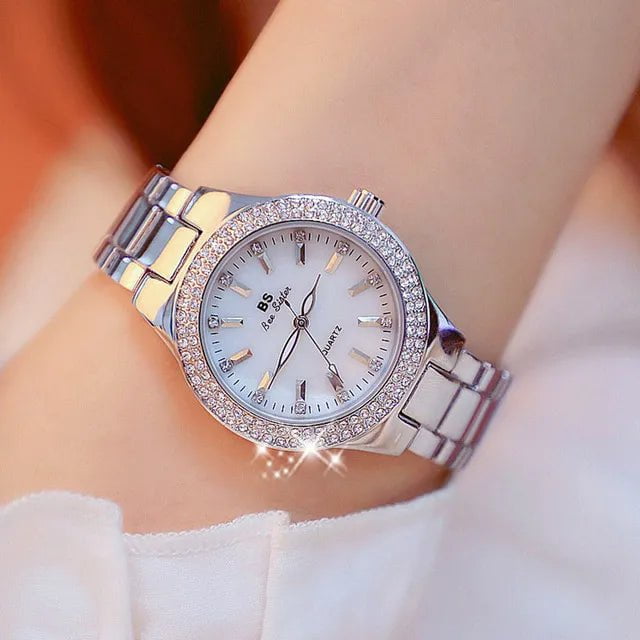 Storazone silver / CHINA 2023 Ladies Wrist Watches Dress Gold Watch Women Crystal Diamond Watches Stainless Steel Silver Clock Women Montre Femme 2022