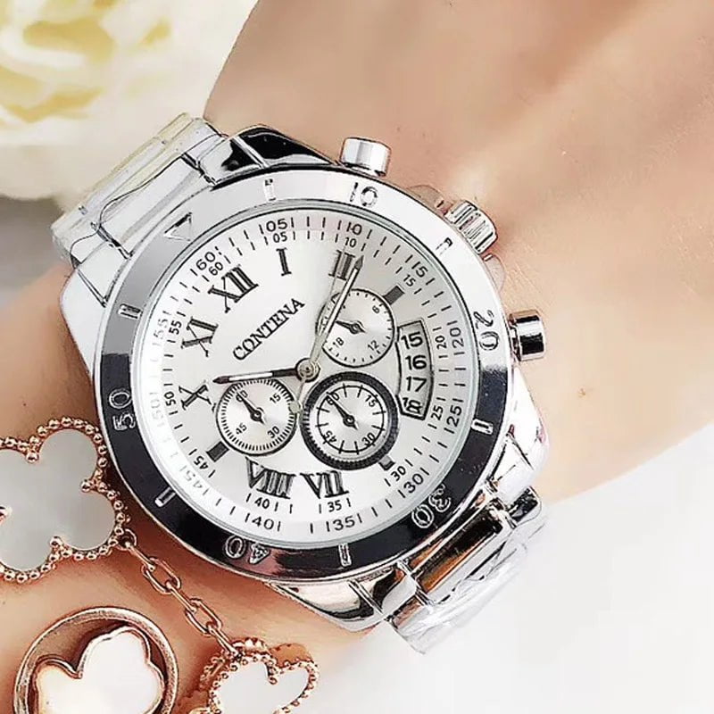 Storazone Silver CONTENA 2023 Top Brand Luxury Watches for Women Fashion Creative Steel Bracelet Women's Watches Ladies Quartz Watch Reloj Mujer