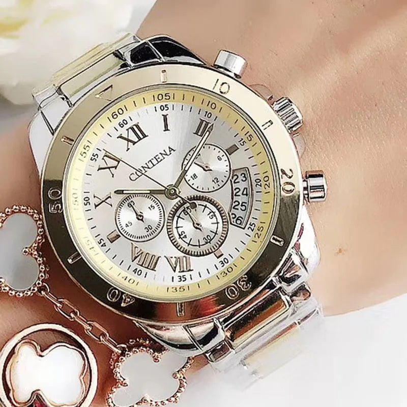 Storazone Silver Gold CONTENA 2023 Top Brand Luxury Watches for Women Fashion Creative Steel Bracelet Women's Watches Ladies Quartz Watch Reloj Mujer
