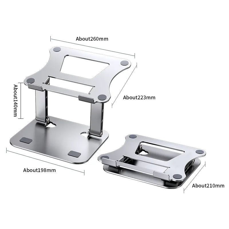 Storazone Silver Laptop Stand Adjustable Aluminum Alloy Notebook Tablet Stand Up to 17 Inch Laptop Portable Fold Holder Cooling Bracket Support