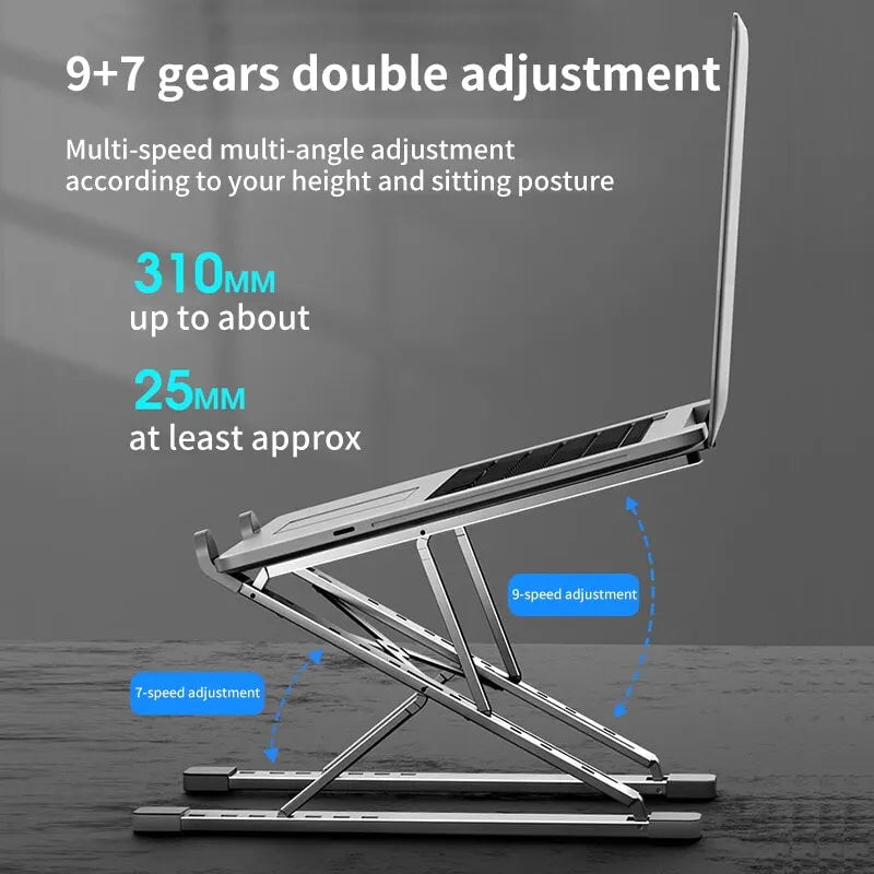 Storazone Silver Laptop Stand For Macbook Folding Adjustable Aluminum Computer Pc Tablet Stand Notebook Tablelaptop Holder Heat Dissipation