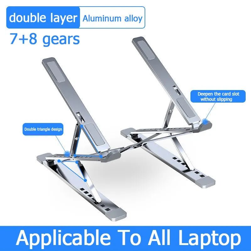 Storazone Silver Laptop Stand For Macbook Folding Adjustable Aluminum Computer Pc Tablet Stand Notebook Tablelaptop Holder Heat Dissipation