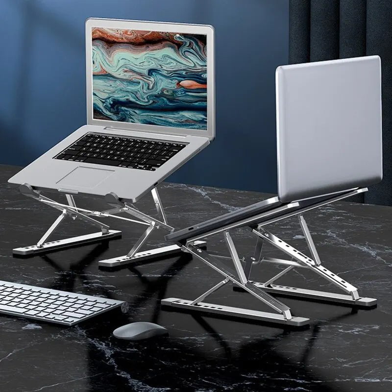 Storazone Silver Laptop Stand For Macbook Folding Adjustable Aluminum Computer Pc Tablet Stand Notebook Tablelaptop Holder Heat Dissipation