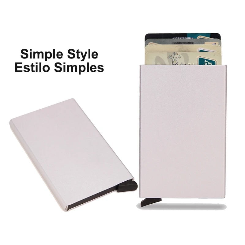 Storazone Silver (Simple) Rfid Credit Card Holder Men Wallets Bank Cardholder Case Small Leather Slim Thin Magic Mini Wallet Smart Minimalist Wallet  2023