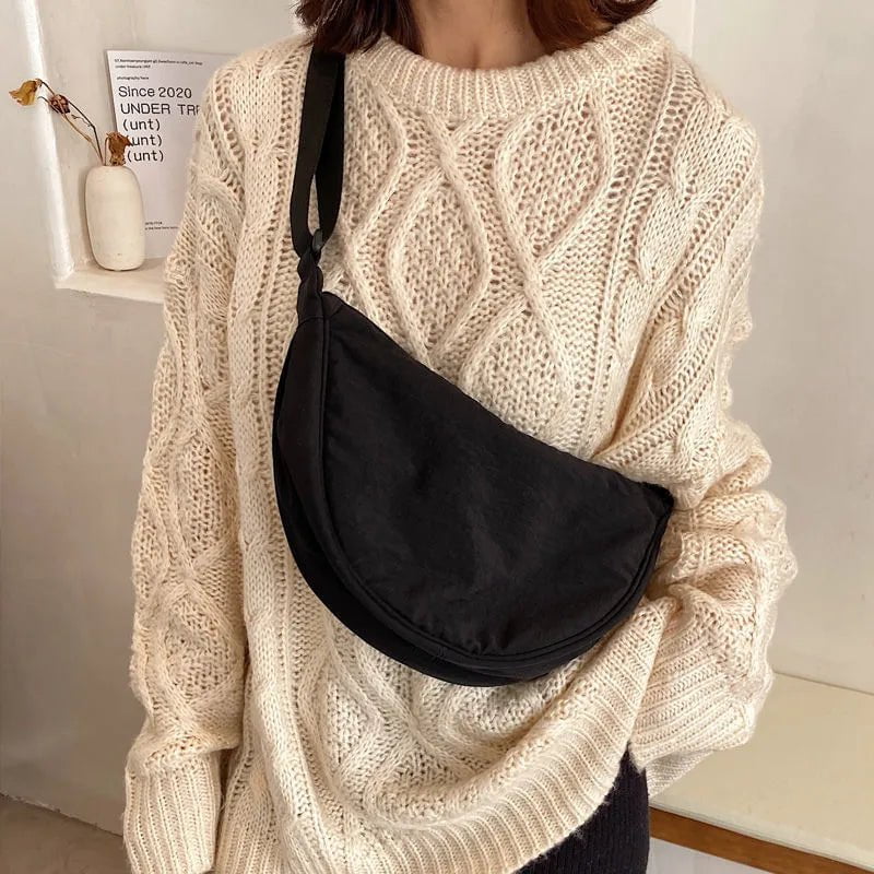Storazone Simple Design Women's Messenger Bag Fashion Ladies Nylon Hobos Small Shoulder Bags Vintage Female Girls Purse Cloth Handbags