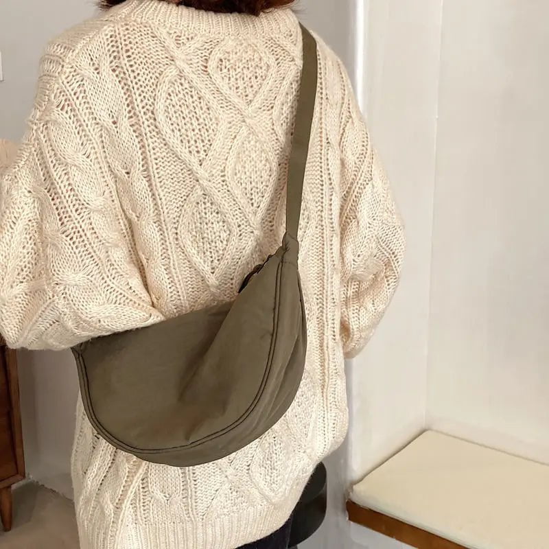 Storazone Simple Design Women's Messenger Bag Fashion Ladies Nylon Hobos Small Shoulder Bags Vintage Female Girls Purse Cloth Handbags