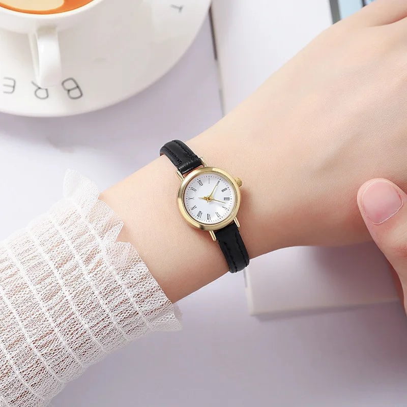 Storazone Simple Women Watches Luxury Design Leather Watch Ladies Quartz Wristwatch Womens Small Round Dial Clock Reloj Mujer