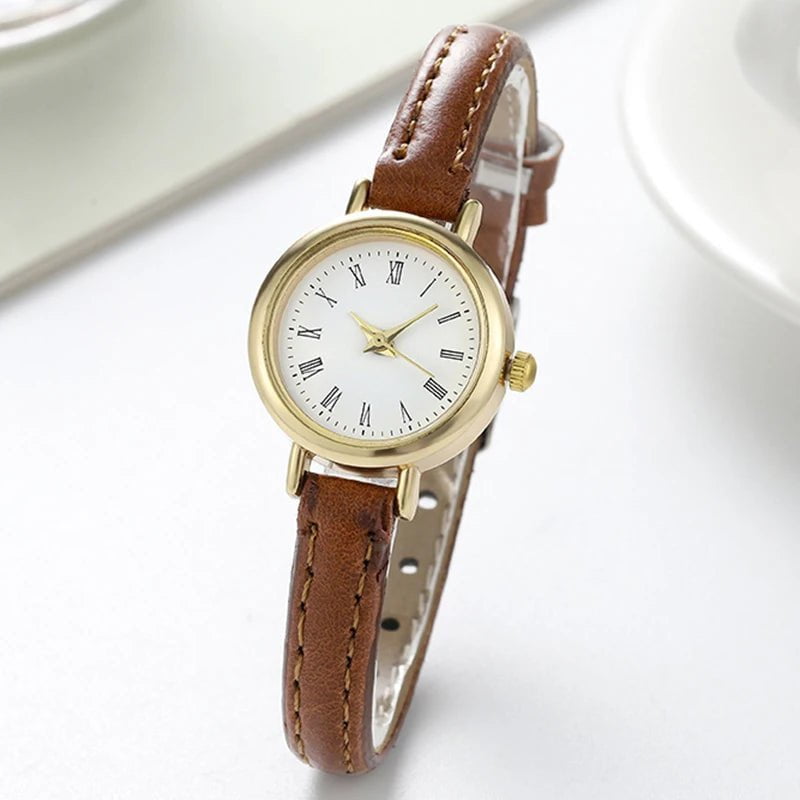 Storazone Simple Women Watches Luxury Design Leather Watch Ladies Quartz Wristwatch Womens Small Round Dial Clock Reloj Mujer