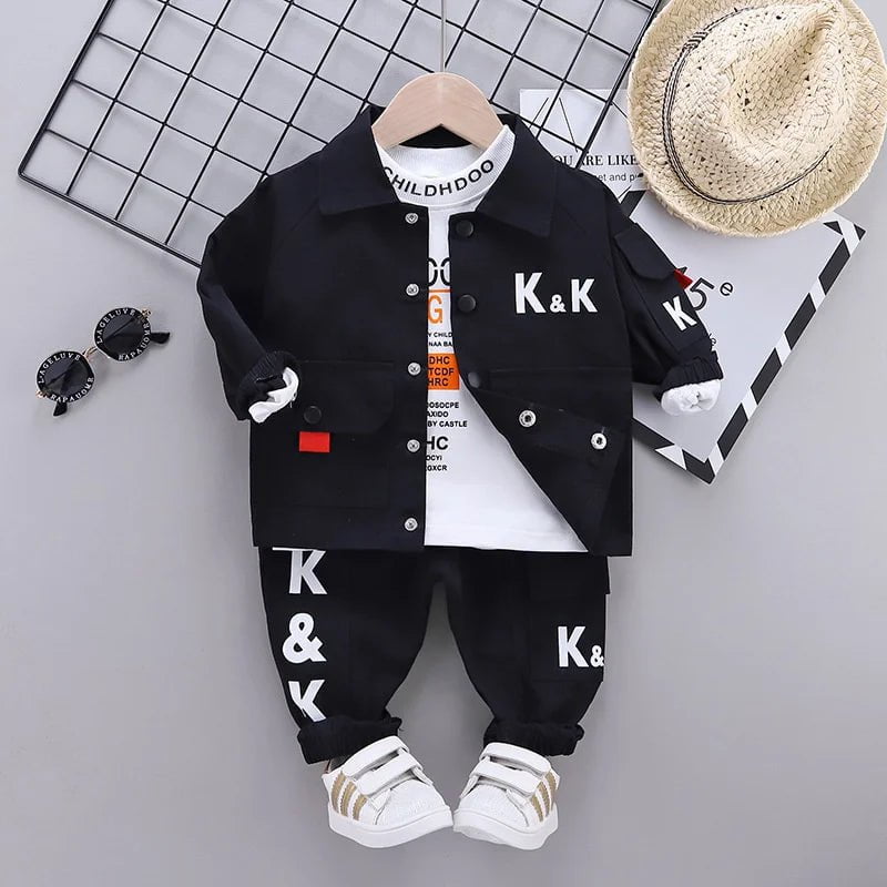 Storazone SJBB kk3F Black / 2T New Spring Autumn Children Boys Clothes Baby Girls Jacket T-Shirts Pants 3Pcs/sets Infant Toddler Casual Costume Kids Tracksuits