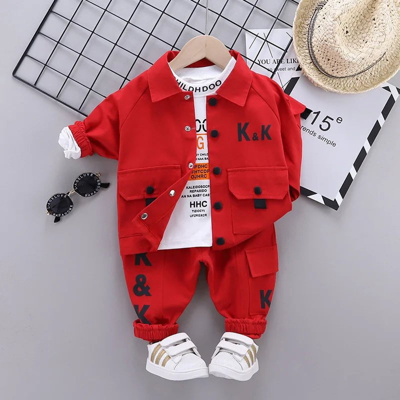 Storazone SJBB kk3F Red / 2T New Spring Autumn Children Boys Clothes Baby Girls Jacket T-Shirts Pants 3Pcs/sets Infant Toddler Casual Costume Kids Tracksuits