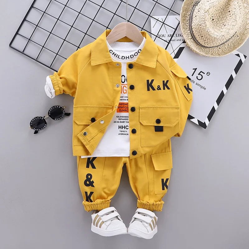 Storazone SJBB kk3F Yellow / 2T New Spring Autumn Children Boys Clothes Baby Girls Jacket T-Shirts Pants 3Pcs/sets Infant Toddler Casual Costume Kids Tracksuits