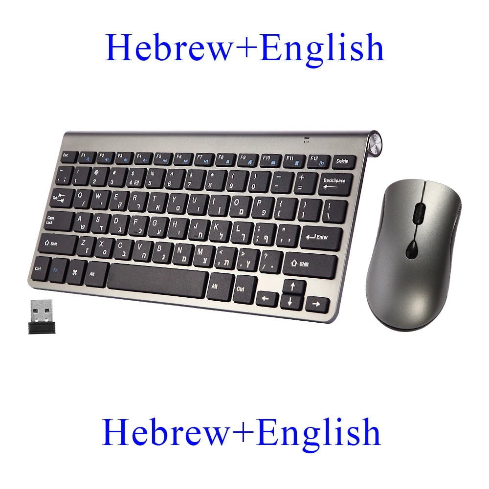 Storazone SJR281 Hebrew Set / Russian Federation 2.4G Wireless Keyboard and Mouse, Russian/Korean/Hebrew USB Protable Mini Keyboard Mice Set for PC Laptop