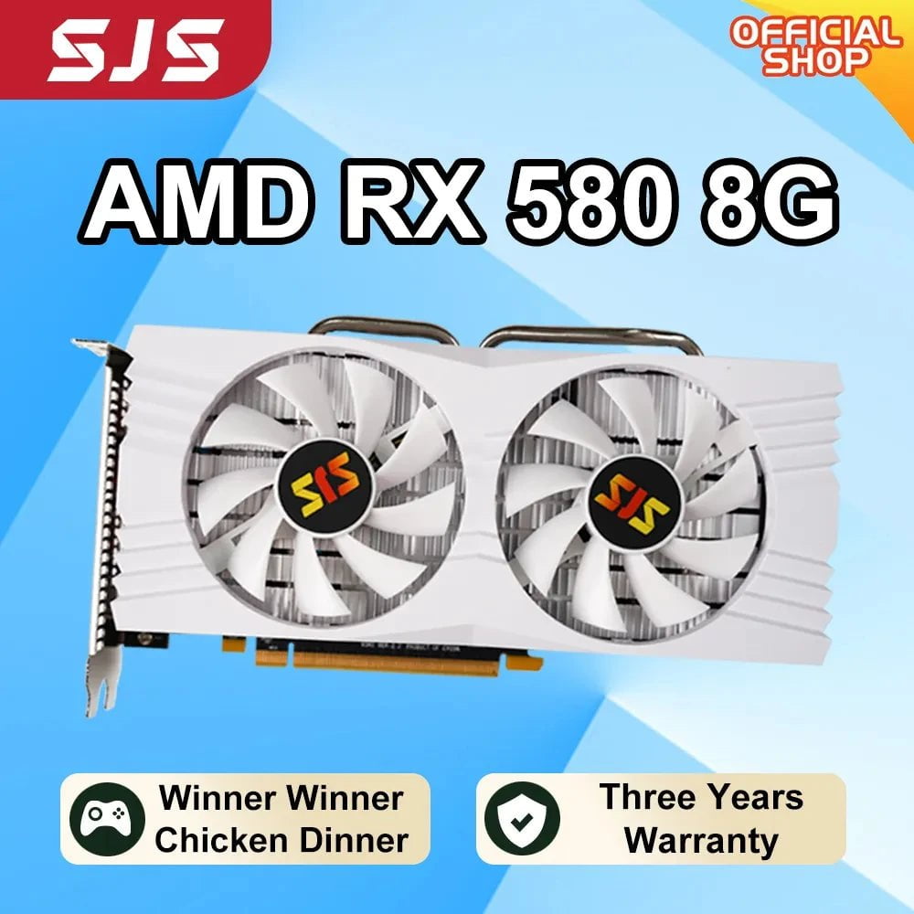 Storazone SJS RX 580 8G 256Bit 2048SP GDDR5 AMD GPU Graphics Cards RX580 White Video Card Radeon 8GB Mining Gaming Card placa de video