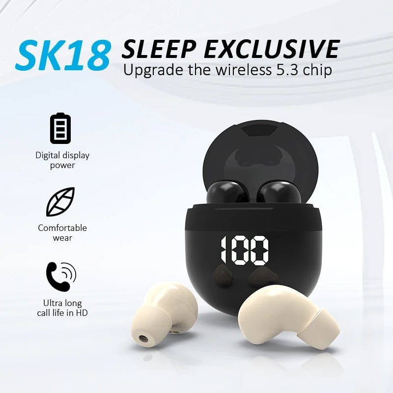 Storazone SK18 Superbass Earphones,TWS Wireless Bluetooth Headset,With Mic Smart Touch Headphones,Invisible Mini Noise Reduction Earbuds