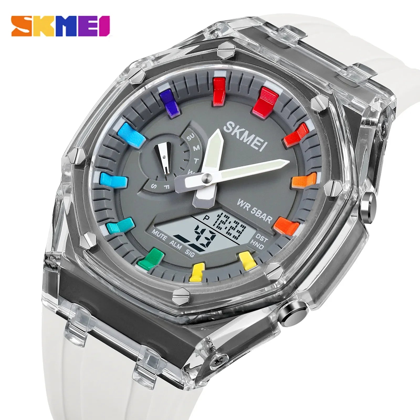 Storazone SKMEI 2100 Outdoor Men Digital Watch Colourful LED Display Watches Waterproof Shock Resistant Mens Wristwatch Clock reloj hombre