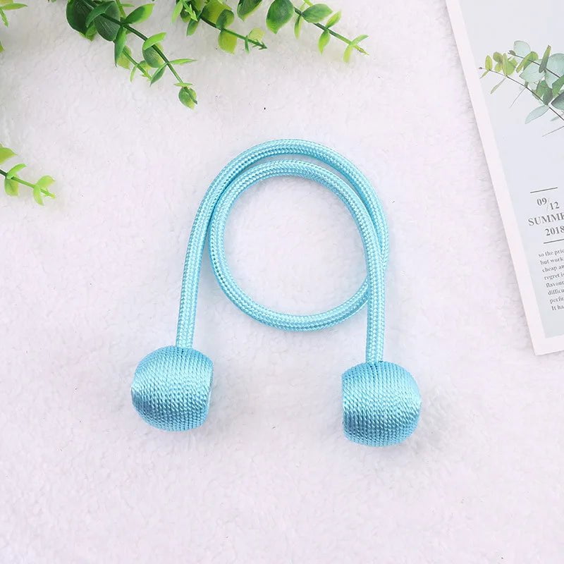 Storazone Sky blue / 2pcs Magnetic Ball Curtain Tiebacks Tie Rope Accessory Rods Accessoires Backs Holdbacks Buckle Clips Hook Holder Home Decor