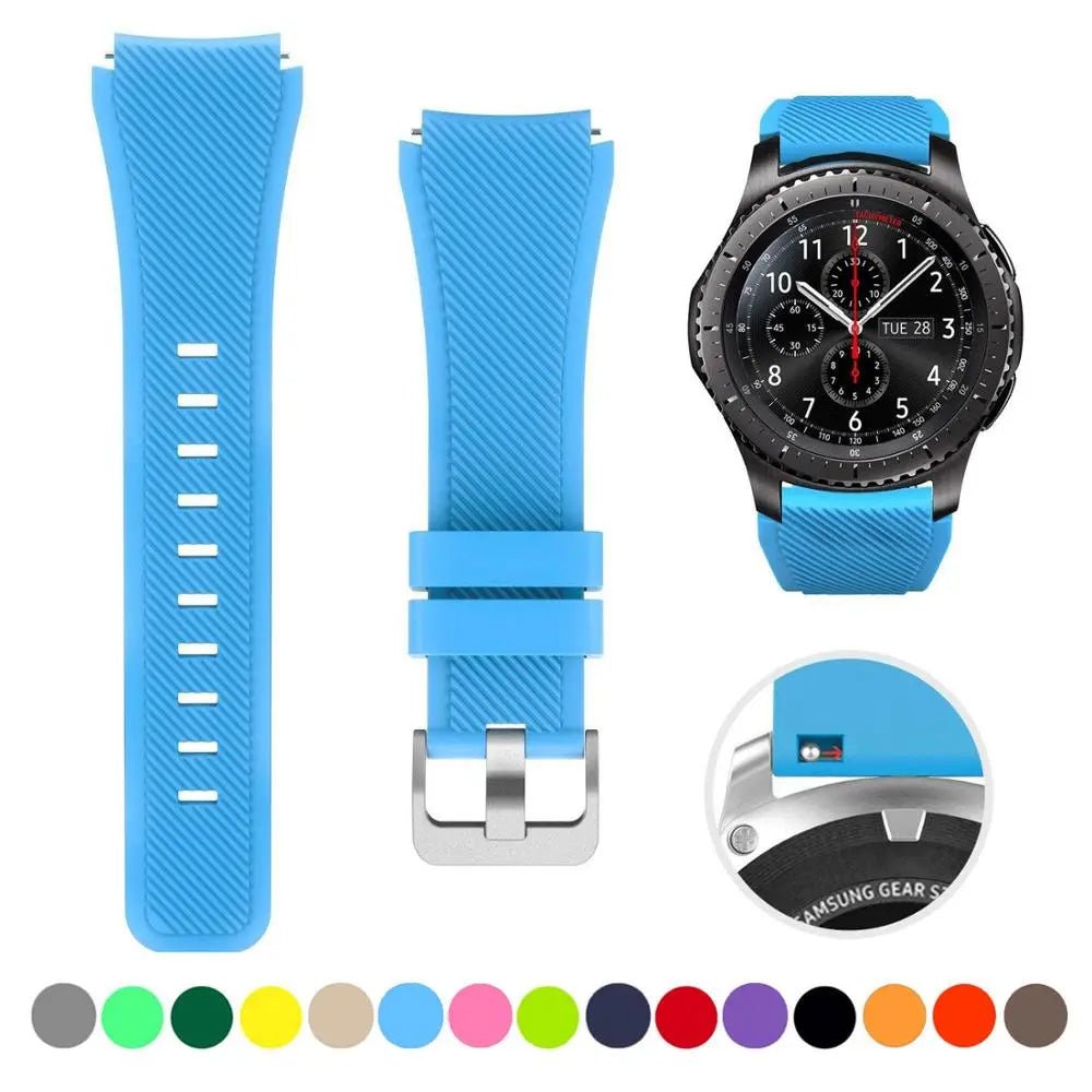 Storazone sky blue 9 / 22mm / CHINA 20mm 22mm Strap For Samsung galaxy watch4 44mm/40mm 5 pro active 2 Gear s3 Silicone Correa bracelet Huawei Watch gt2/3/2e band