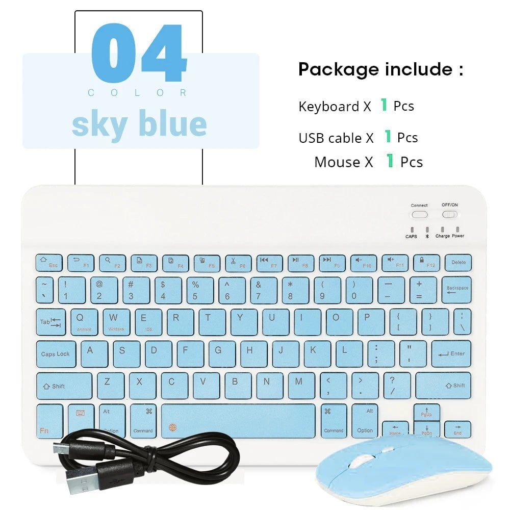 Storazone sky blue-and mouse Mini Wireless Keyboard Bluetooth Keyboard For ipad Phone Tablet Portable Bluetooth Keyboard and Mouse For Samsung Xiaomi Android