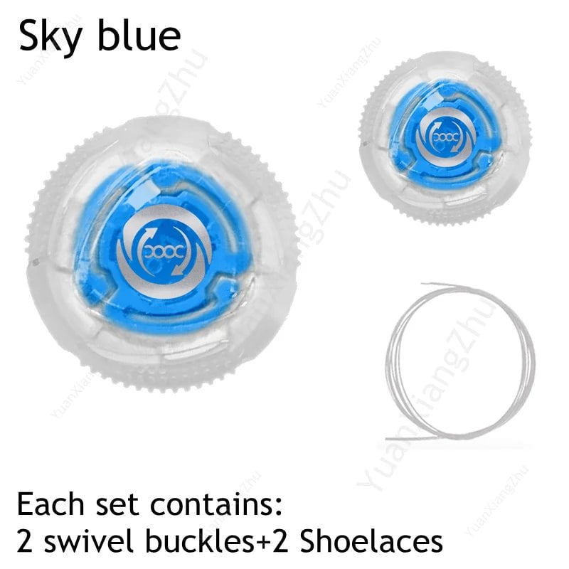 Storazone Sky blue / CHINA New Automatic Laces Sneakers Swivel Buckle Shoelaces Without ties Adults Kids Lazy No Tie Shoe laces Shoe Accessories 1Pair