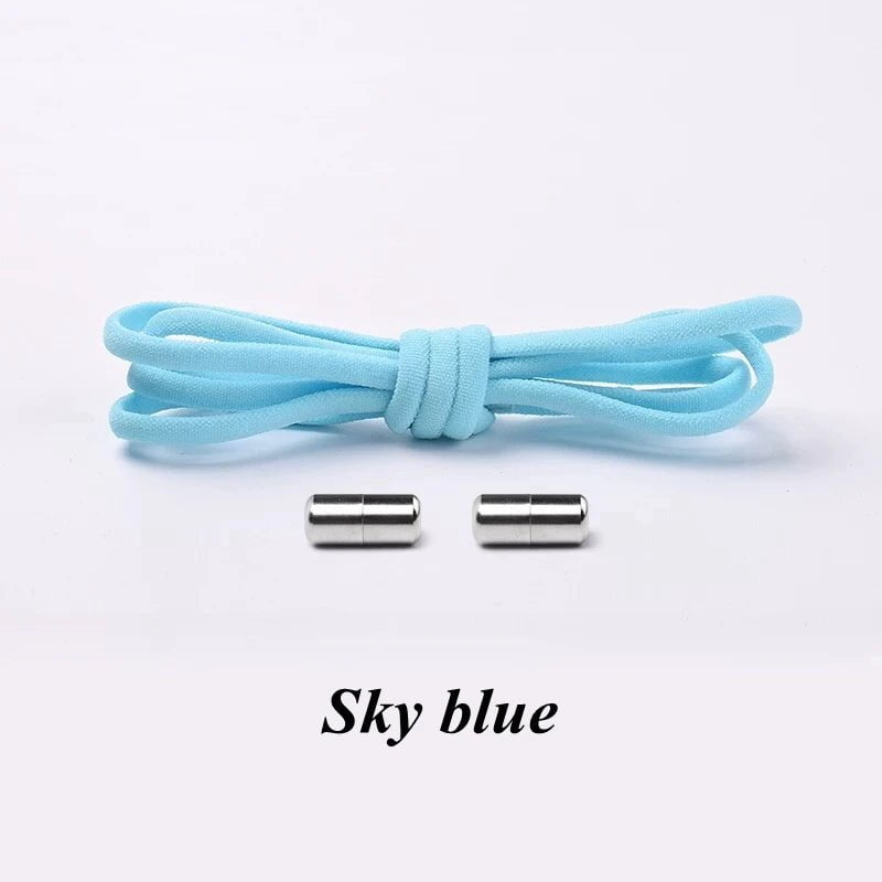 Storazone Sky blue / CHINA Semicircle No Tie Shoelaces Elastic Shoe laces Sneakers shoelace Metal Lock Lazy Laces for Kids and Adult One size fits all shoe