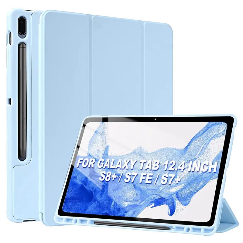 Storazone SKY BLUE / Tab S9 FE 11 Capa Para Case For Samsung Galaxy Tab S8 S7 S9 11 Inch Funda Galaxy Tab S7 Plus FE S8 S9 FE Plus 12.4 With Pen Tray Smart Cover