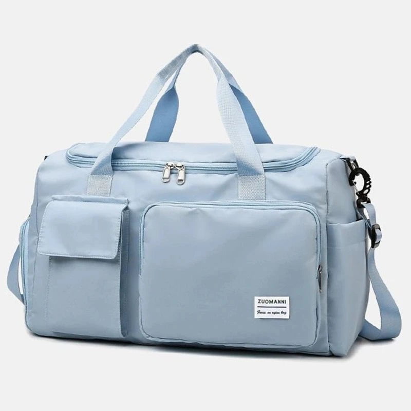 Storazone SKY BLUE UNIXINU Carry On Travel Bag Large Capacity Weekender Overnight Duffle Bags with Shoe Compartment Sports Fitness Bags for Women