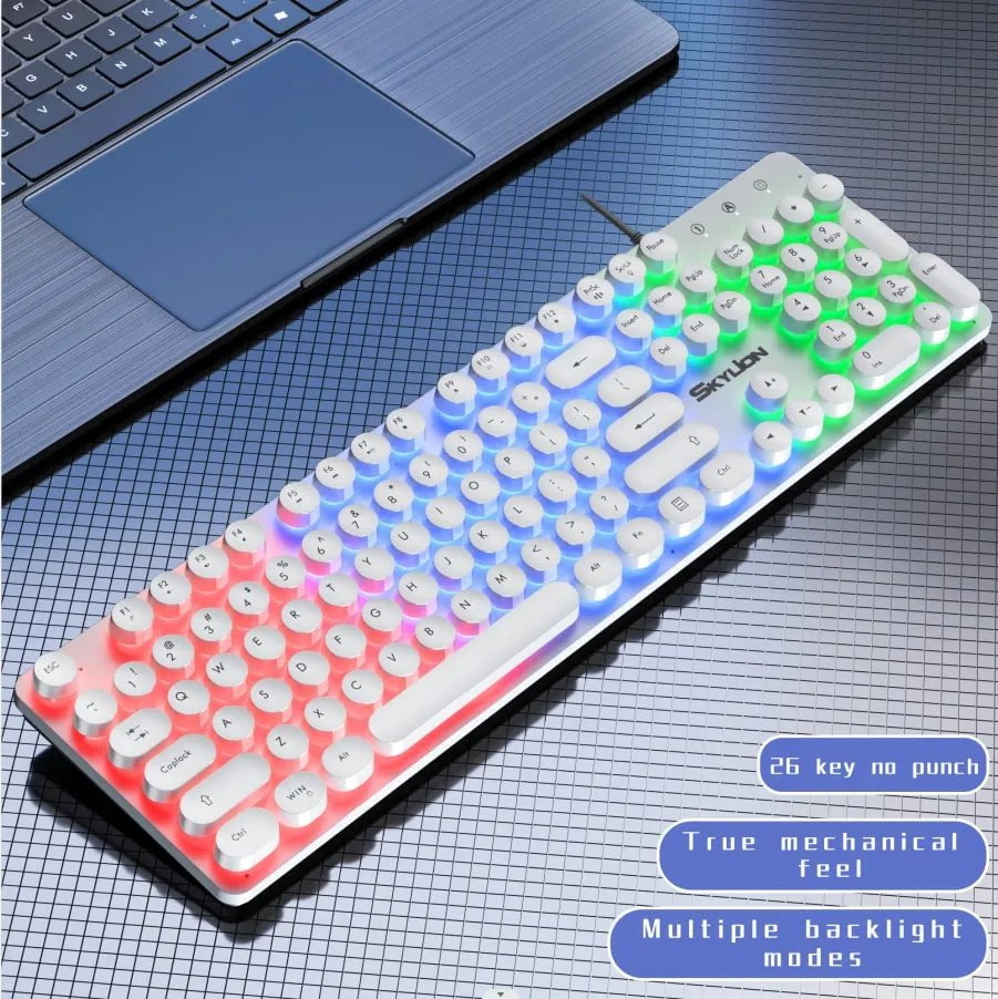 Storazone SKYLION H300 Wired 104 Keys Membrane Keyboard Many Kinds of Colorful Lighting Gaming and Office For Windows and IOS System