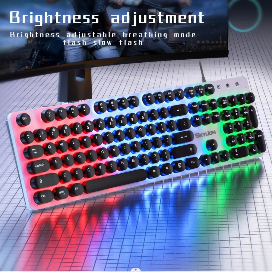 Storazone SKYLION H300 Wired 104 Keys Membrane Keyboard Many Kinds of Colorful Lighting Gaming and Office For Windows and IOS System
