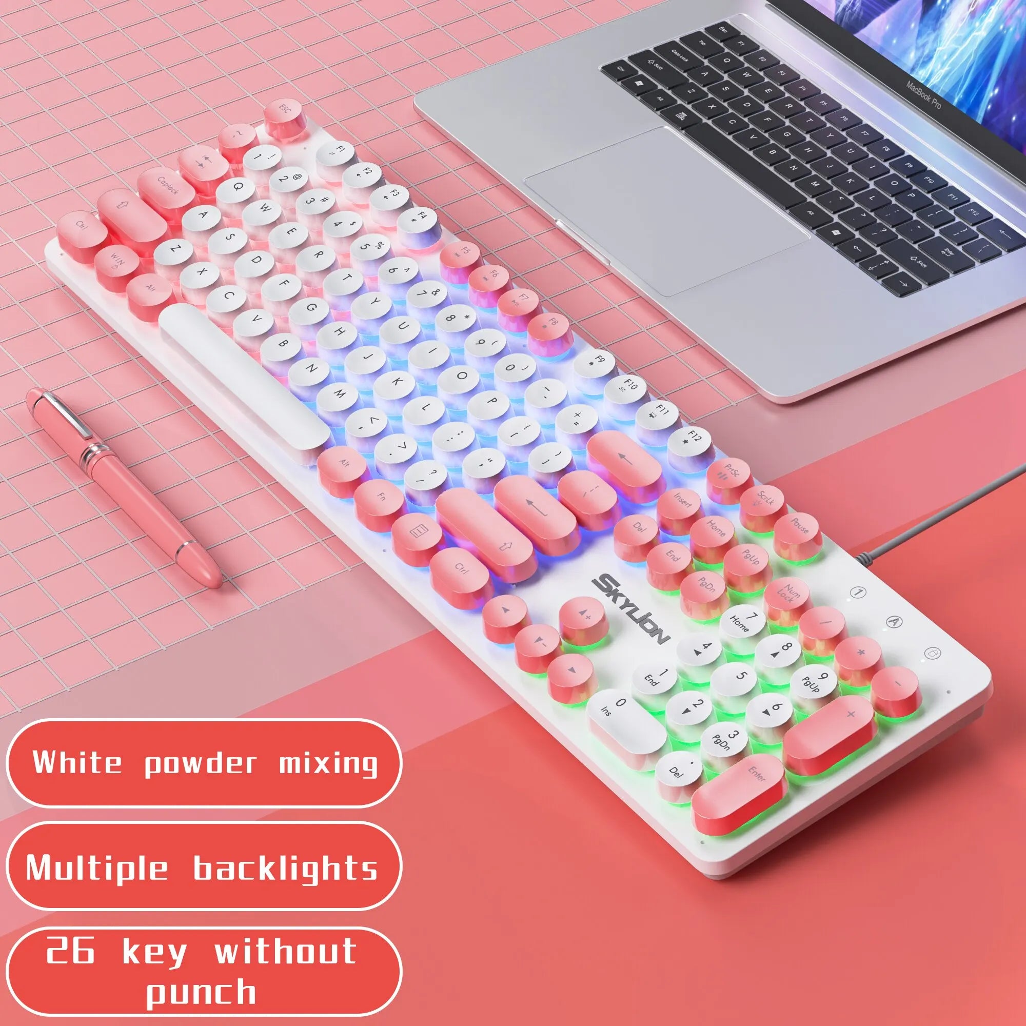Storazone SKYLION H300 Wired 104 Keys Membrane Keyboard Many Kinds of Colorful Lighting Gaming and Office For Windows and IOS System