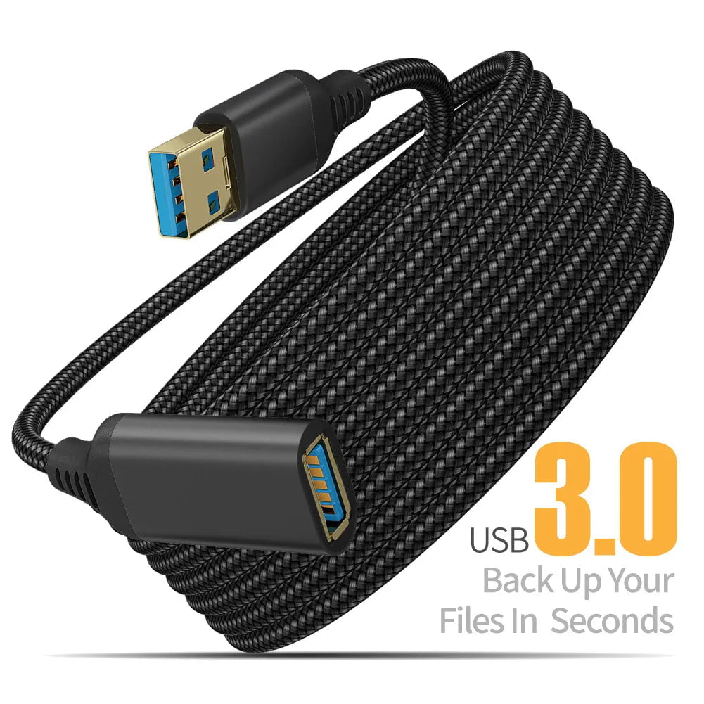 Storazone SL-LKBZU3.0 Black / 0.5m 1.6FT UTHAI Nylon Braided USB 3.0 Male-To-Female High-Speed Transmission Data Cable Computer Camera Printer Extension Cable