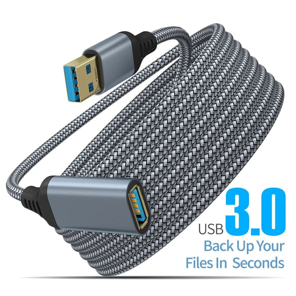 Storazone SL-LKBZU3.0 Grey / 0.5m 1.6FT UTHAI Nylon Braided USB 3.0 Male-To-Female High-Speed Transmission Data Cable Computer Camera Printer Extension Cable