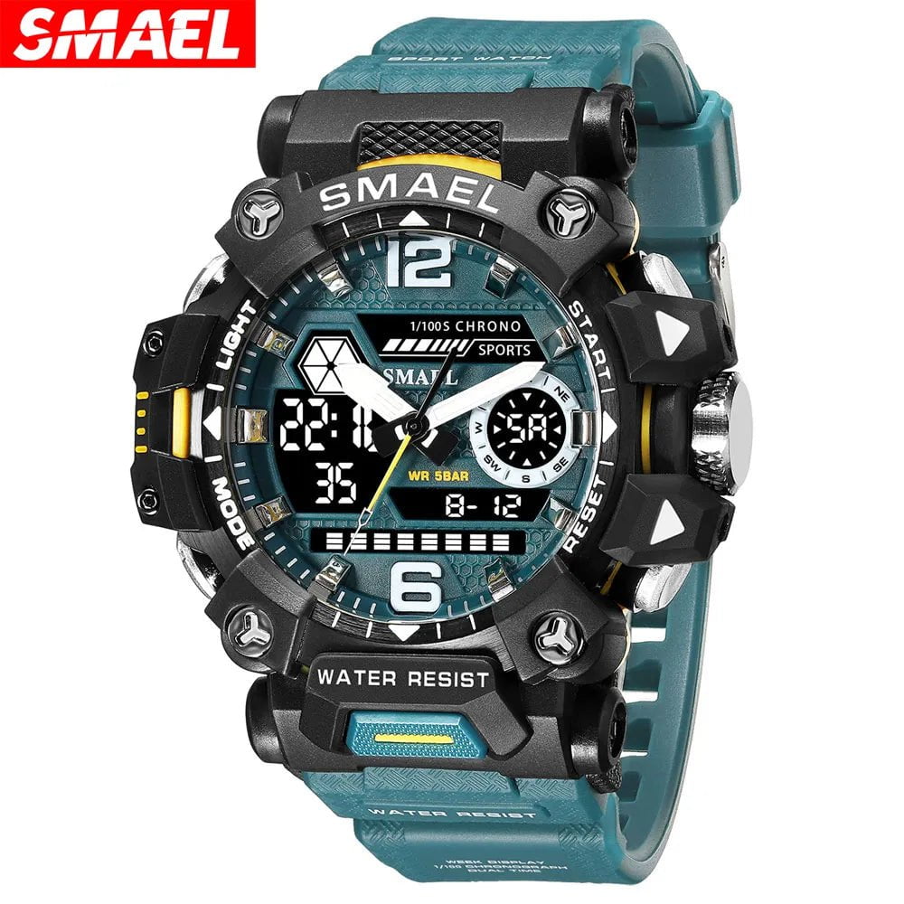 Storazone SMAEL Dual Display Men Watches Waterproof Sports Watch Military Man Alarm Stopwatch Quartz Wristwatch Male Digital Clock 8072