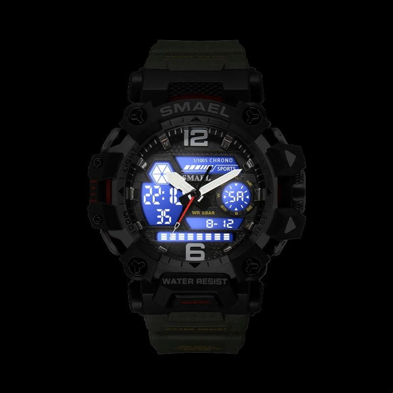 Storazone SMAEL Dual Display Men Watches Waterproof Sports Watch Military Man Alarm Stopwatch Quartz Wristwatch Male Digital Clock 8072