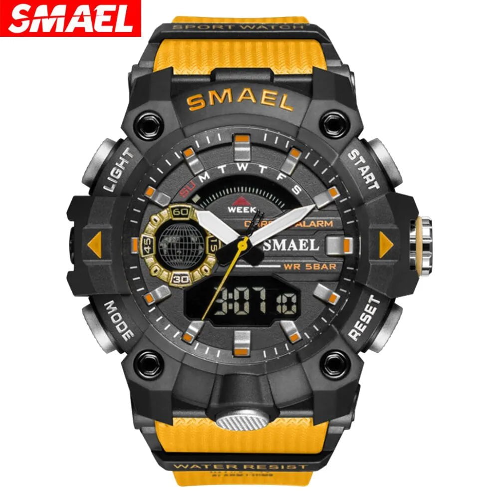 Storazone SMAEL Fashion Sport Watches Men Shock Resistant 50M Waterproof Wristwatch LED Alarm Stopwatch Clock Military 8040 Men Watch