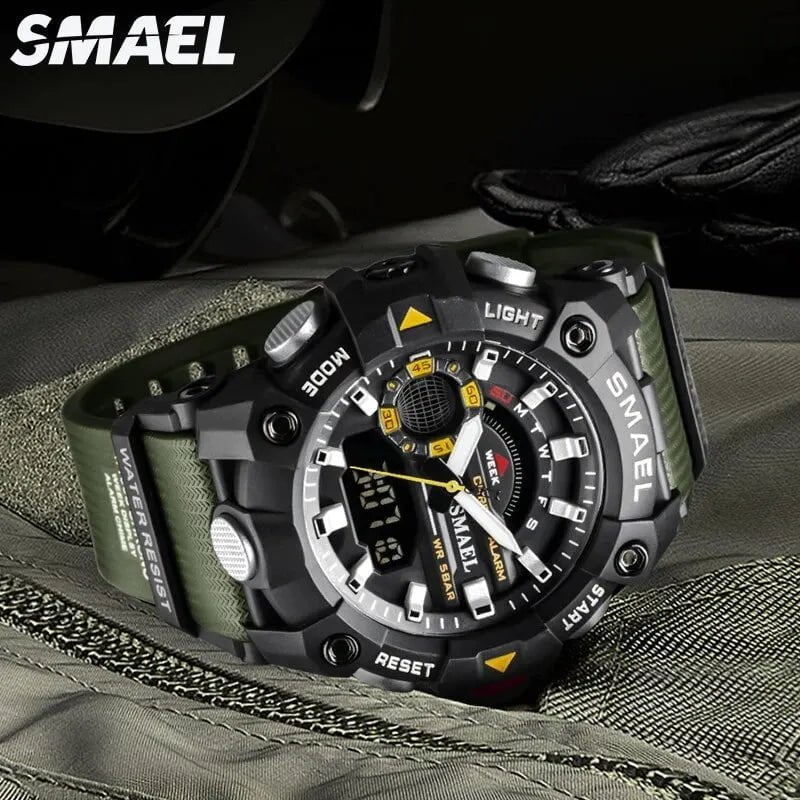 Storazone SMAEL Fashion Sport Watches Men Shock Resistant 50M Waterproof Wristwatch LED Alarm Stopwatch Clock Military 8040 Men Watch