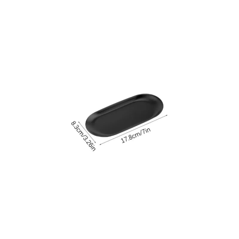 Storazone Small Black Metals Stainless Steels Oval Tray Jewellery Storage Shelf Desktop Clutter Organiser Birthday Party Decoration Ornaments