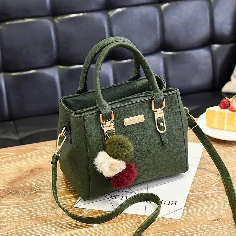 Storazone (Small (longest side 20-30cm)) / green PU Leather Ladies HandBags Women Vintage Purse Plush Tassel Messenger Bags Tote Boston Shoulder Crossbody Bag