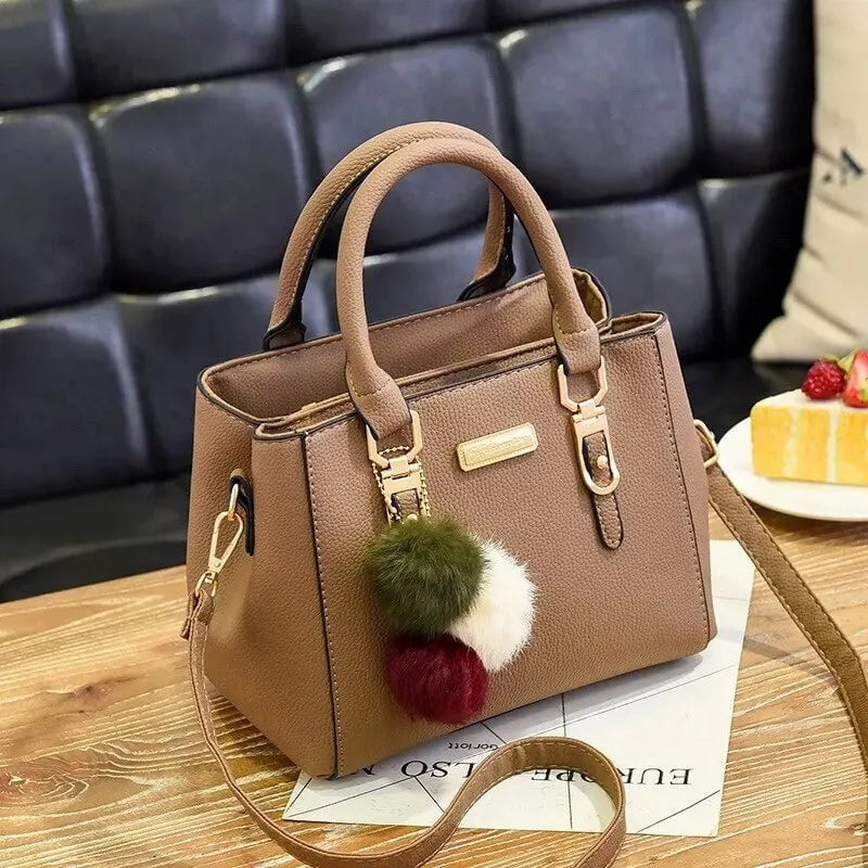 Storazone (Small (longest side 20-30cm)) / khaki PU Leather Ladies HandBags Women Vintage Purse Plush Tassel Messenger Bags Tote Boston Shoulder Crossbody Bag